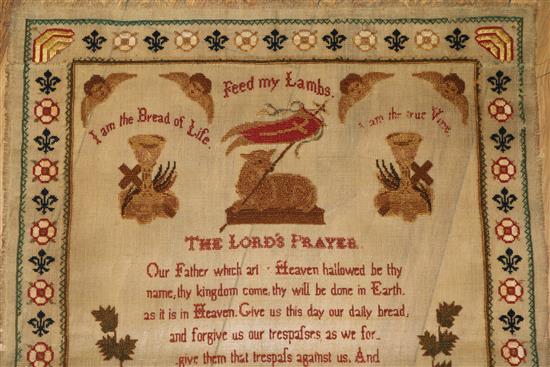 Three 19th century embroidered linen samplers relating to the Royal Freemasons School for Female Children (unframed)